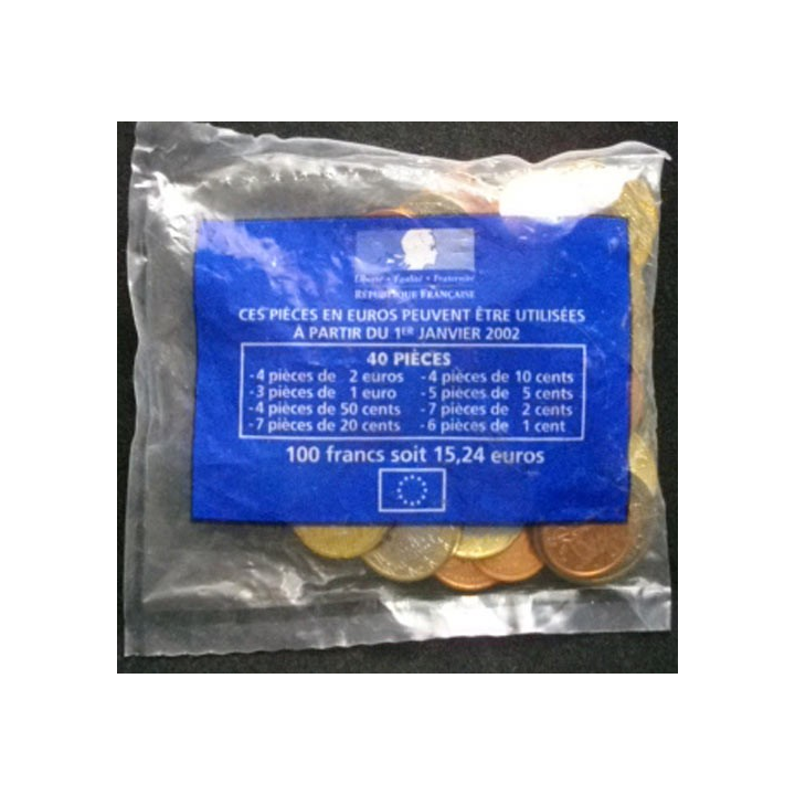 SACHET STARTER D'EUROS FRANCE DE 40 PIÈCES DE 1999 A 2001