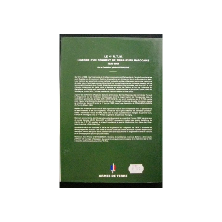 Le 4è R.T.M Histoire d'un régiment de tirailleurs marocains 1920-1964