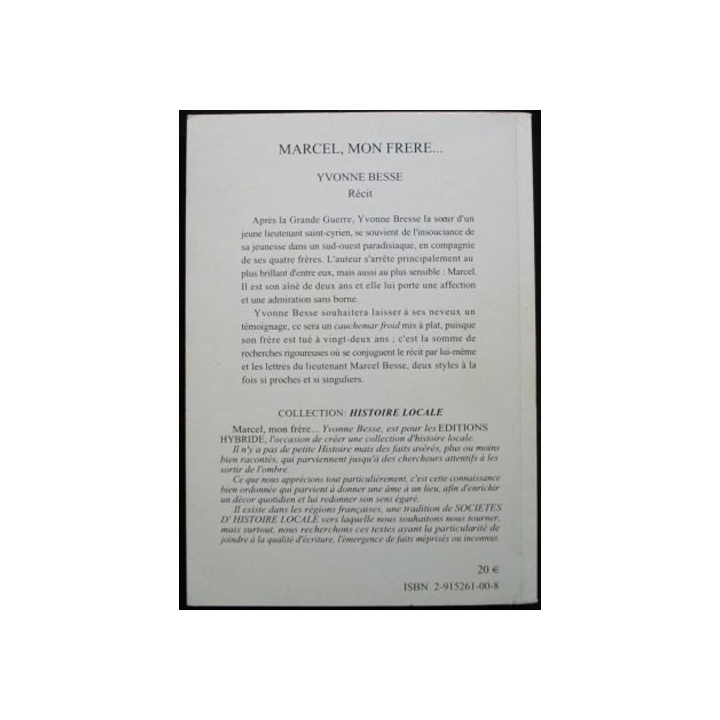 Marcel mon Frère de yvonne Besse aux Ed. Hybride 2003