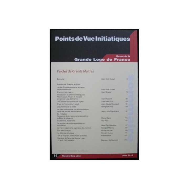 Revue de la grande loge de France Paroles de Grands Maîtres GLDF