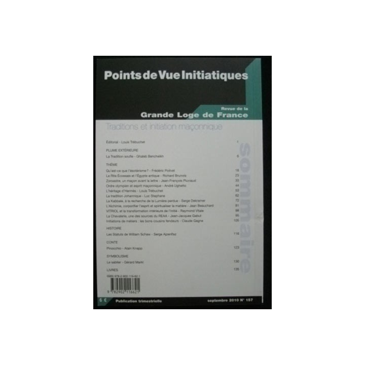 Revue de la grande loge de France - Septembre 2010 n°157