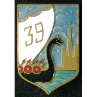 39° RI : 39° RÉGIMENT D'INFANTERIE (ABPD) ÉMAIL ATTACHE A VIS