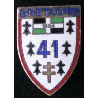 41° RI : 41° RÉGIMENT D'INFANTERIE (D 574) ÉMAIL ATTACHE COLLÉE