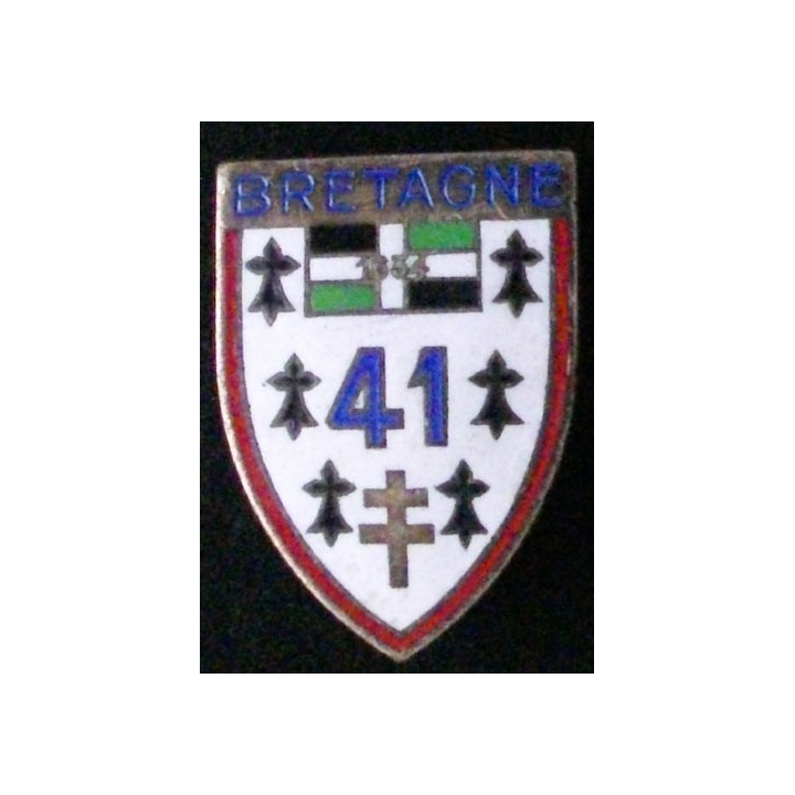 41° RI : 41° RÉGIMENT D'INFANTERIE (D 574) ÉMAIL ATTACHE COLLÉE