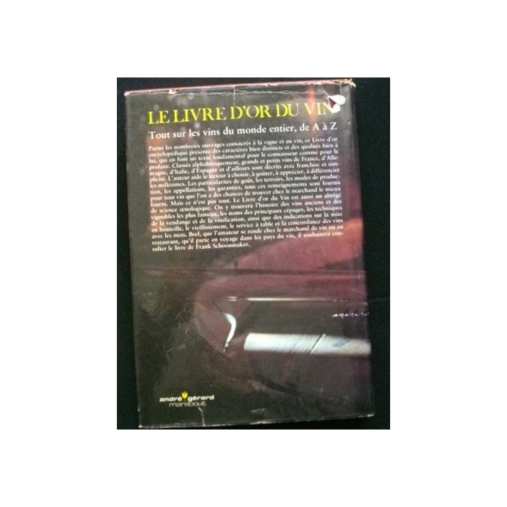 LE LIVRE D'OR DU VIN DE FRANK SCHOONMAKER AUX EDITIONS ANDRE GERARD