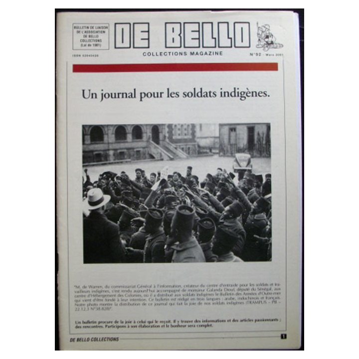 DE BELLO COLLECTIONS MAGAZINE N° 92 MARS 2001