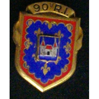 90°RI : 90°RÉGIMENT D'INFANTERIE (D 1918) ÉMAIL 2 BOLÉROS LISSES