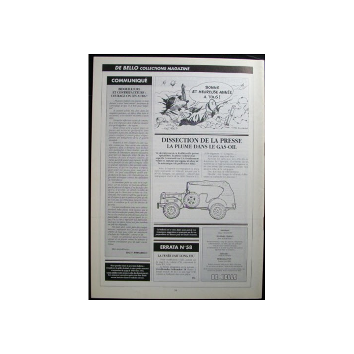 DE BELLO COLLECTIONS MAGAZINE N°59 DÉCEMBRE 1992