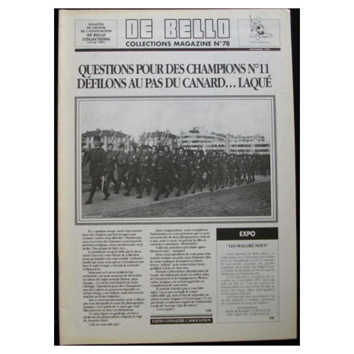 DE BELLO COLLECTIONS MAGAZINE N°78 SEPTEMBRE 1997
