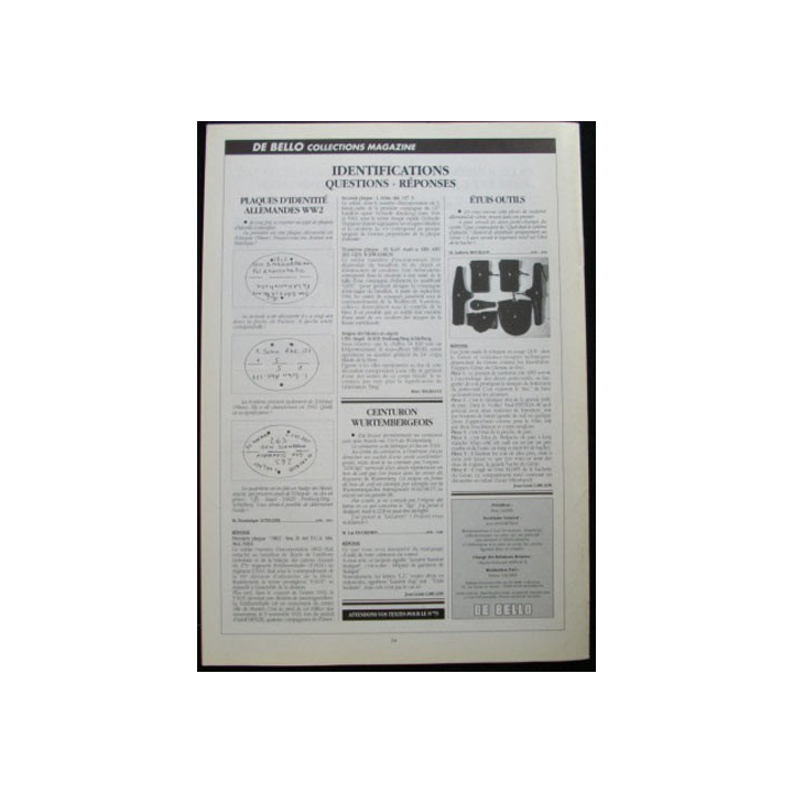 DE BELLO COLLECTIONS MAGAZINE N°78 SEPTEMBRE 1997
