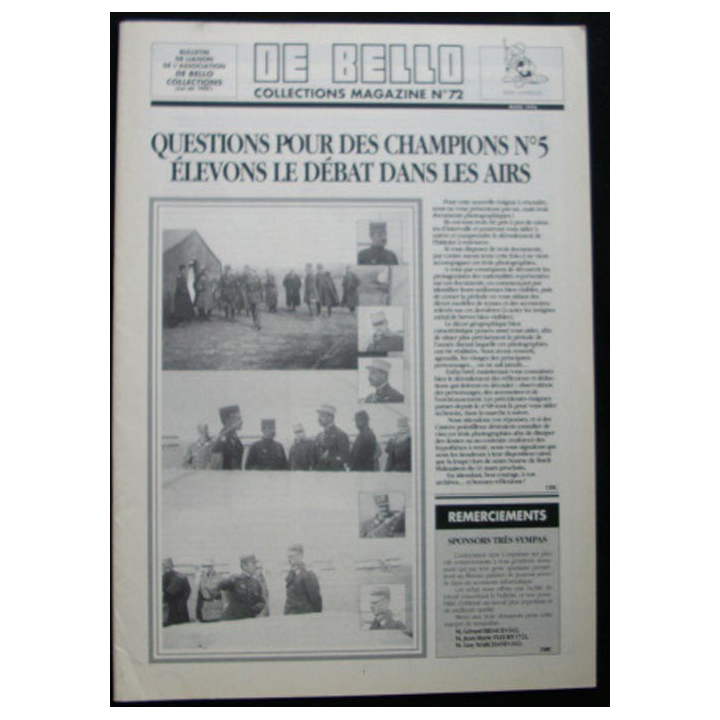 DE BELLO COLLECTIONS MAGAZINE N°72 MARS 1996