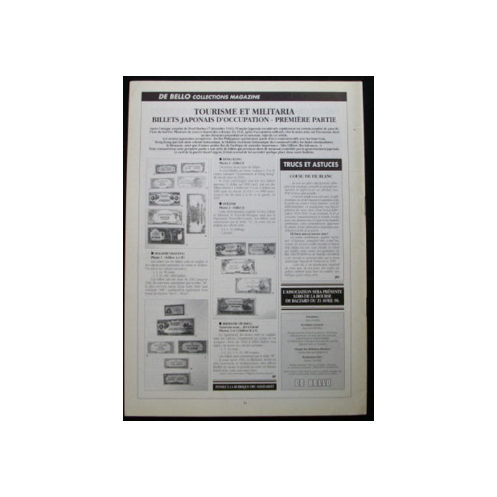 DE BELLO COLLECTIONS MAGAZINE N°72 MARS 1996
