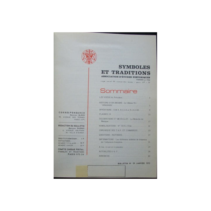 SYMBOLES & TRADITIONS : DU N°59(01-1972) AU N°64(11-1972)