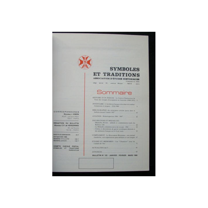 SYMBOLES & TRADITIONS : DU N°125 (01-1988) AU N°128 (12-1988)