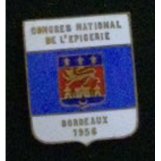 INSIGNE DIVERS : insigne du congrès national de l'épicerie de Bordeaux en 1956 en émail grand feu sans attache