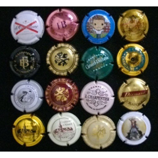 MUSELET : Lot de 16 muselets de bouteilles de champagne et de crémant d'Alsace
