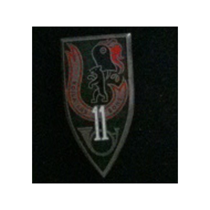 CHASSEURS : insigne du 11° Groupe d'escadrons de chars moyens (GECM) "voilà les bons" en émail fabrication Drago Paris