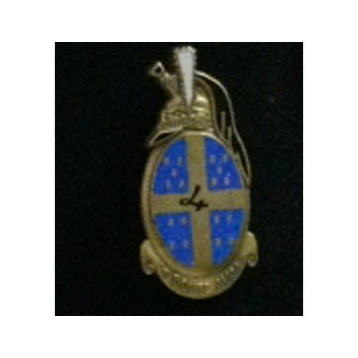 DRAGONS : insigne du 4° régiment de dragons "Je boute avant" de fabrication Drago G. 2166
