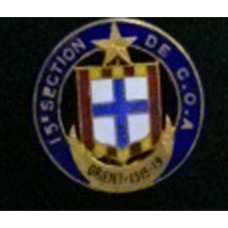 15° COA : insigne de la 15° section des commis ouvriers d'administration "Orient 1915 - 1919" en émail