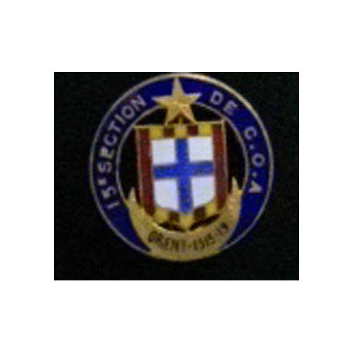 15° COA : insigne de la 15° section des commis ouvriers d'administration "Orient 1915 - 1919" en émail