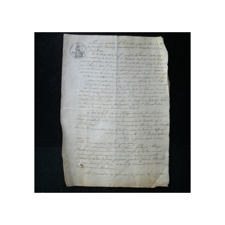 vieux manuscrit du 24 juin 1816 de 3 pages concernant la convocation à comparaître en vue d'un inventaire avec sceau de 50 cts