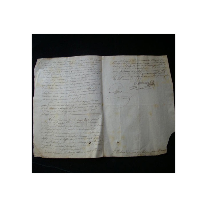 vieux manuscrit du 24 juin 1816 de 3 pages concernant la convocation à comparaître en vue d'un inventaire avec sceau de 50 cts