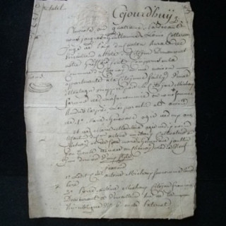 vieux manuscrit du 15 pluviose an quatrième comprenant un acte de tutelle de 4 pages avec un sceau sec 'expédition' de 8 sols