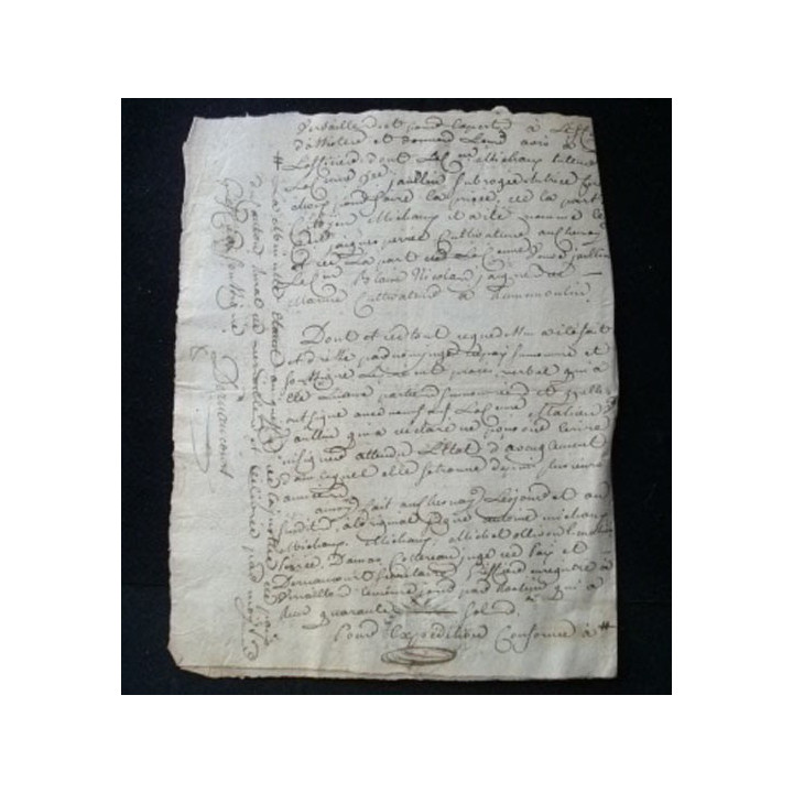 vieux manuscrit du 15 pluviose an quatrième comprenant un acte de tutelle de 4 pages avec un sceau sec 'expédition' de 8 sols