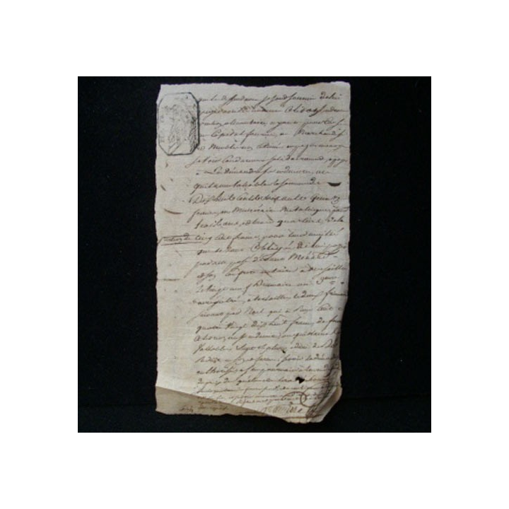 vieux manuscrit (6) de l'an sixième de la République française comprenant 1 page recto verso avec un sceau de 15 centimes