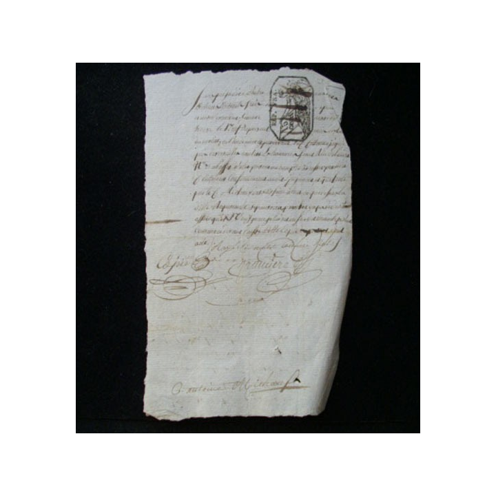 vieux manuscrit (8) de l'an sixième comprenant 1 page recto verso avec un sceau de 15 centimes
