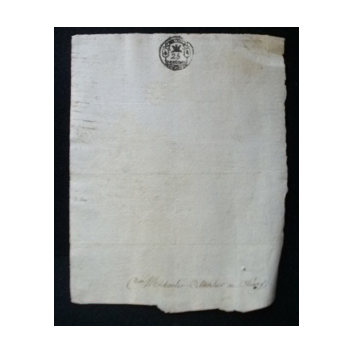 vieux manuscrit (11) du 14 brumaire an six comprenant 1 page recto avec un sceau de 25 centimes au verso