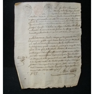 vieux manuscrit du 8 brumaire an cinq comprenant 1 page recto verso avec un sceau de 25 centimes et 2 sceaux d'expédition