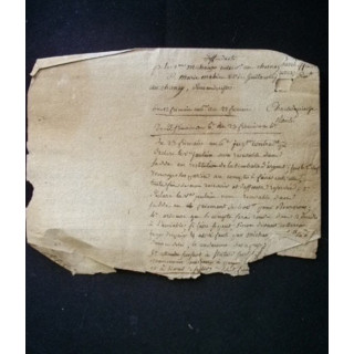 vieux manuscrit du 23 brumaire an six comprenant 1 page recto qui est plutôt une note personnelle griffonnée sur un extra