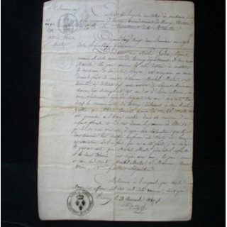 vieux manuscrit du 22 brumaire an sept comprenant 1 extrait de registre d'acte de naissance recto verso avec un timbre royal