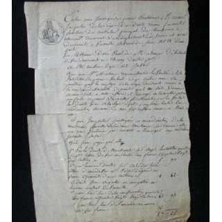 vieux manuscrit du 5 juin 1810 comprenant 1 page recto verso d'un constat d'amende à payer par une débitrice de boisson