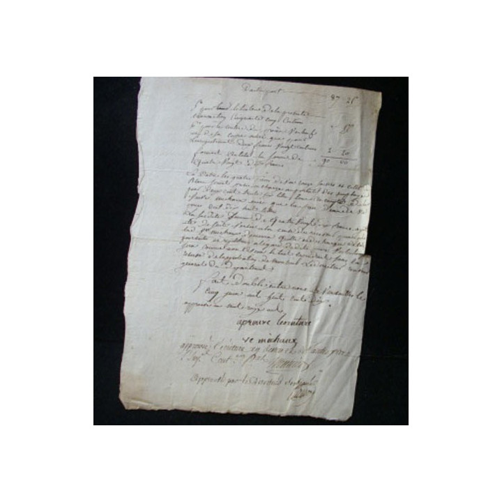 vieux manuscrit du 5 juin 1810 comprenant 1 page recto verso d'un constat d'amende à payer par une débitrice de boisson