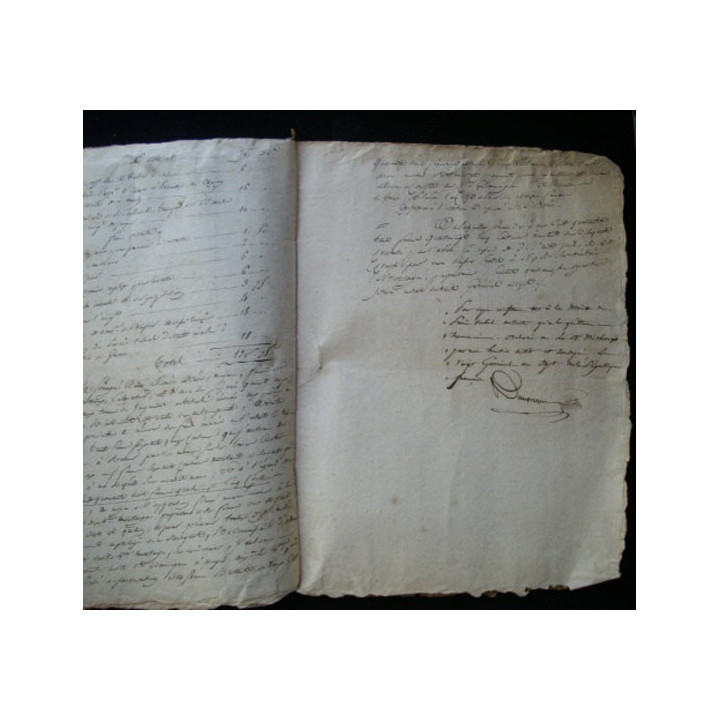 vieux manuscrit du 17 frimaire de l'an septième comprenant 9 pages d'une mission pour arbitrage volontaire du tribunal départ