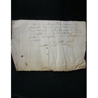 Ce vieux manuscrit du 30 brumaire an sept comprend 1 page recto d'un reçu avec un sceau de 15 cent de la République française