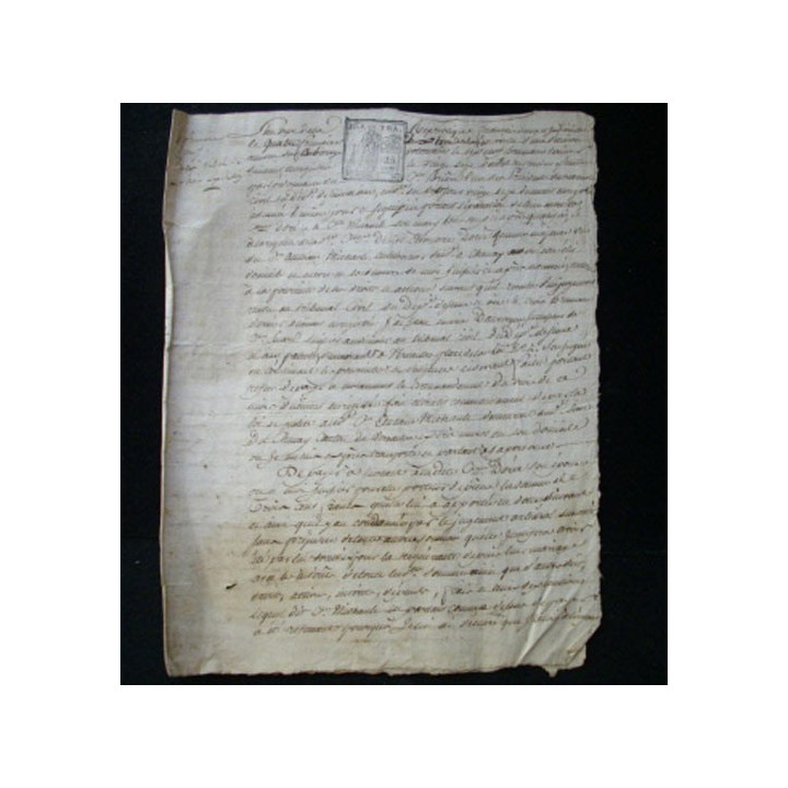 vieux manuscrit  du 4 frimaire de l'an sept comprenant 4 pages d'un procès verbal de saisie du tribunal départemental