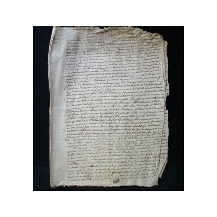 vieux manuscrit du 25 brumaire de l'an sept comprenant 7 pages d'une séparation de biens par le tribunal départemental