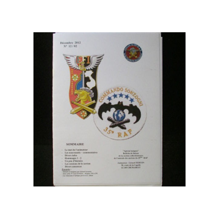 CATALOGUE DE L'AMICALE DU 35°RAP DÉCEMBRE 2012