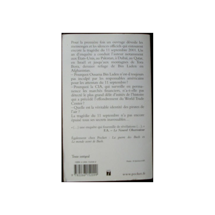 livre intitulé "la face cachée du 11 septembre" de Eric Laurent aux éditions pocket ÉPOUSTOUFLANT !