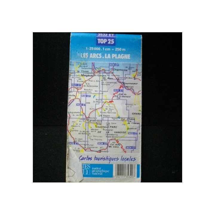 Carte touristique les Arcs et La Plagne, Parc national de la Vannoise