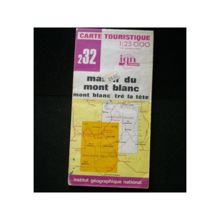 Carte touristique n°2-32 au 1:25000 sur le Massif du Mont Blanc