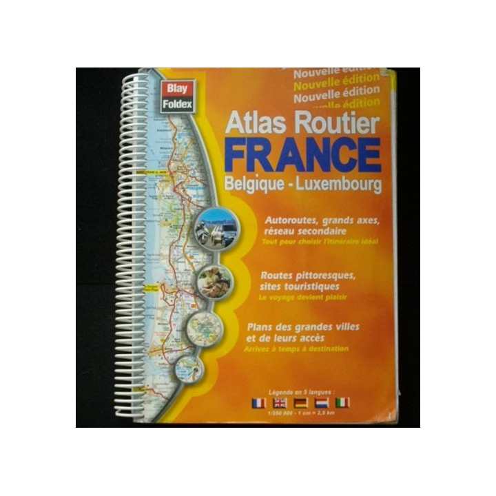 Atlas routier France Belgique Luxembourg dont la légende 5 langues