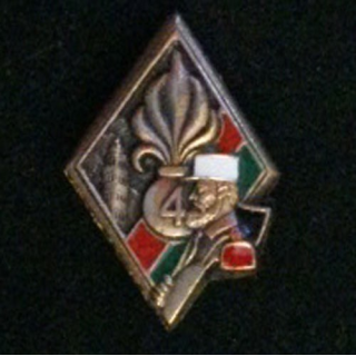 4° REI : insigne de la section de pionniers du 4° régiment étranger d'infanterie en bronze massif boléro allongé