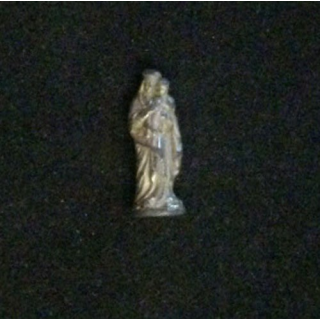 STATUE EN MÉTAL : très belle petite statuette (fève?) de 2,8 cm de hauteur représentant la vierge et l'enfant