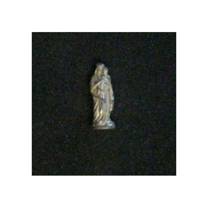 STATUE EN MÉTAL : très belle petite statuette (fève?) de 2,8 cm de hauteur représentant la vierge et l'enfant