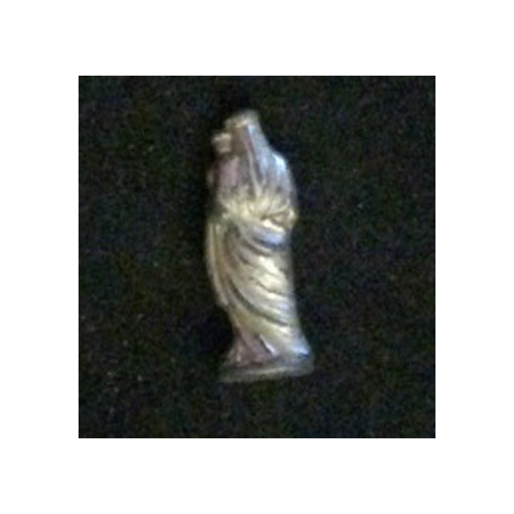 STATUE EN MÉTAL : très belle petite statuette (fève?) de 2,8 cm de hauteur représentant la vierge et l'enfant