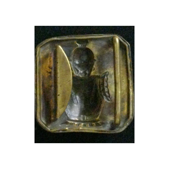 GÉNIE : Boucle de ceinturon du Génie en laiton épais (poids 30 grammes) de dimension 5 x 5,2 cm années 1870